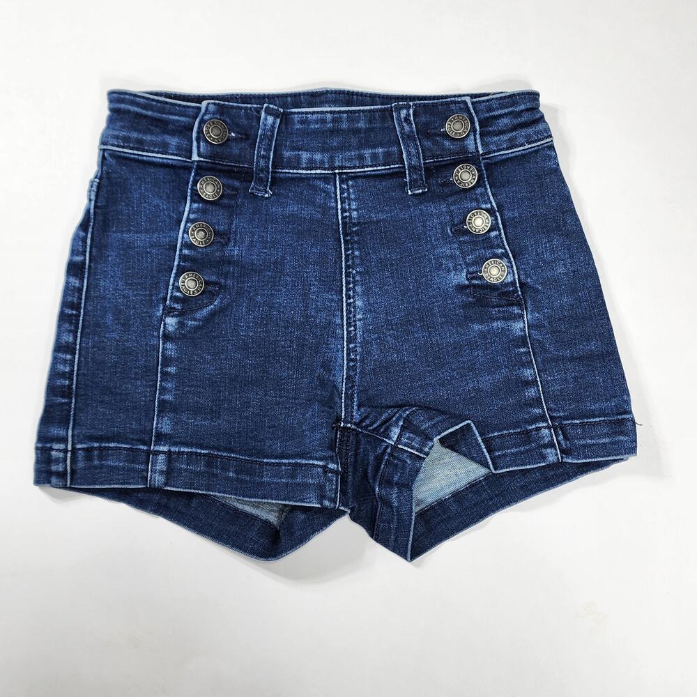 American Eagle Hi Rise Shortie Denim Shorts Women's 00 Dark Wash Button